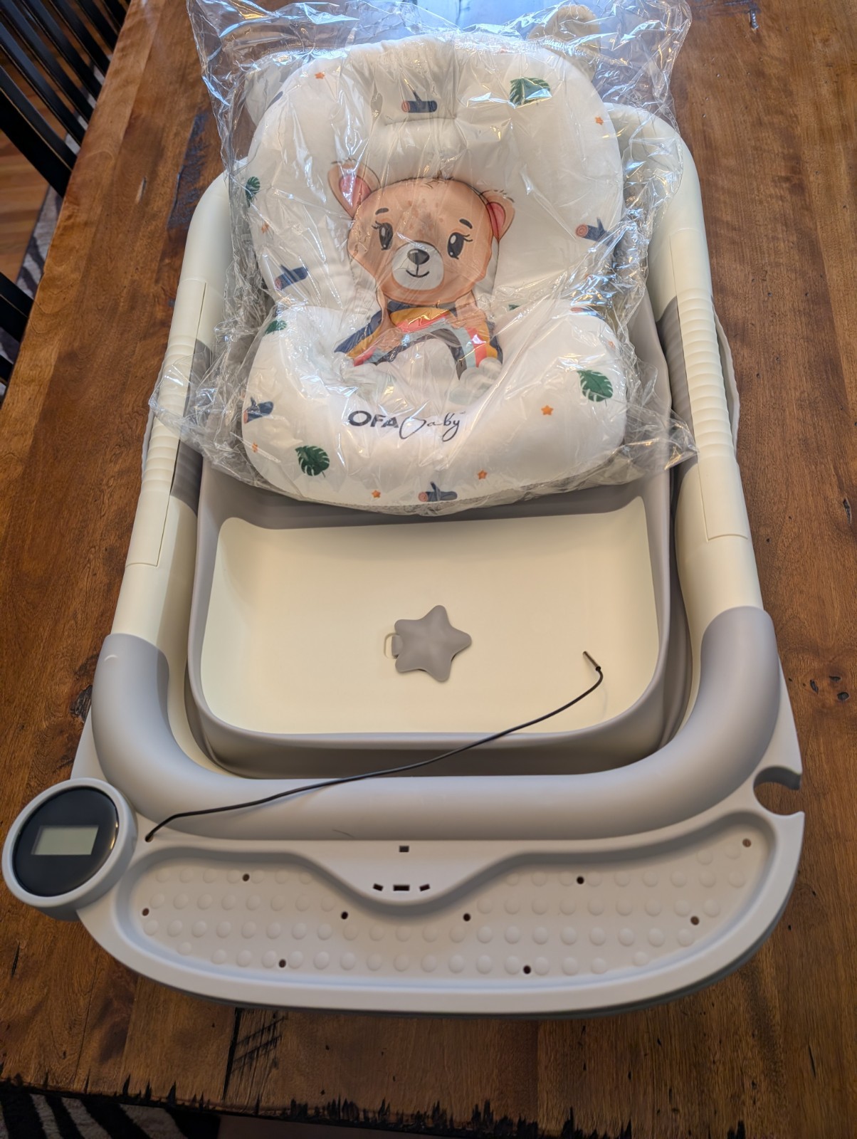 Foldable Portable Baby Bathtub With Thermometer 0-36 Months Grey New