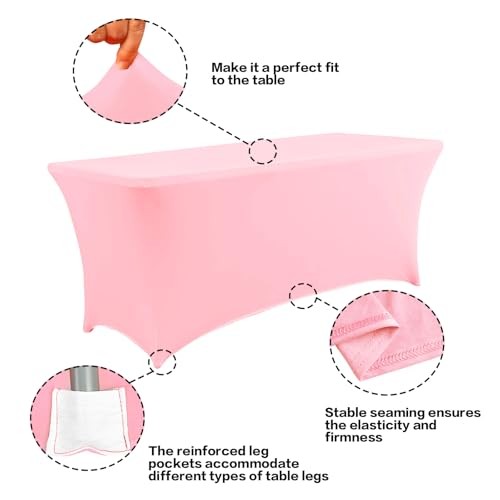 4FT Table Cloth for Rectangular Fitted Events Stretch 4 Ft - 1 Pc Light Pink