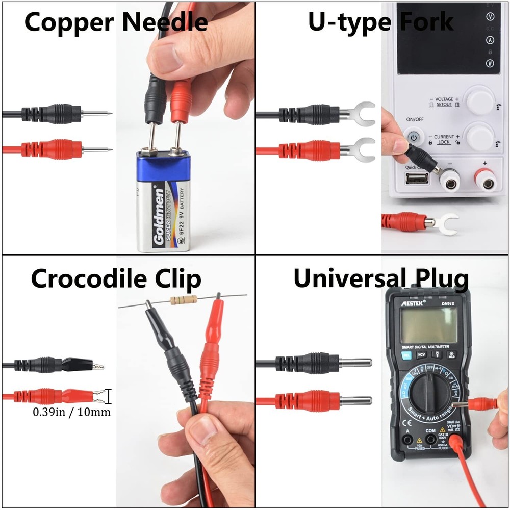 Premium 16in1 Multimeter Test Leads Kit Replaceable Silicone Jumper Wires With E