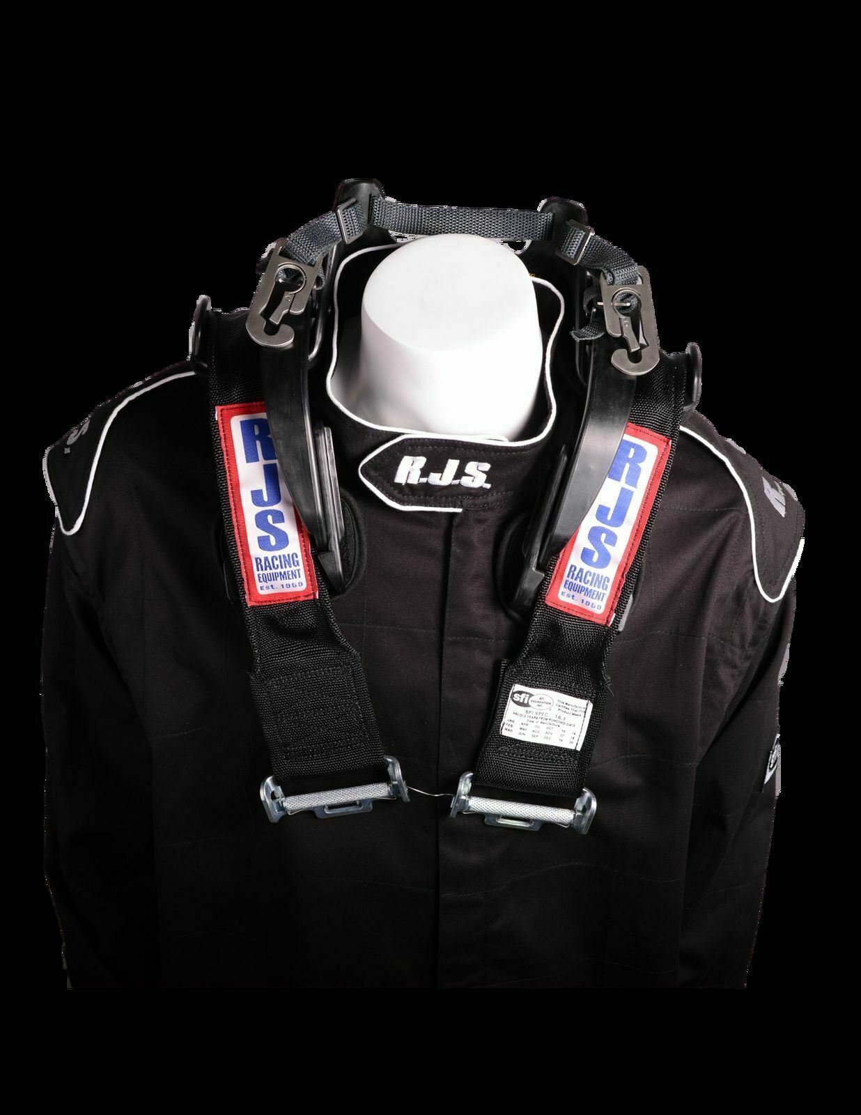 RJS RACING SFI 16.1 5PT HANS LATCH & LINK ROLL BAR MOUNT BELT BLACK 1143001