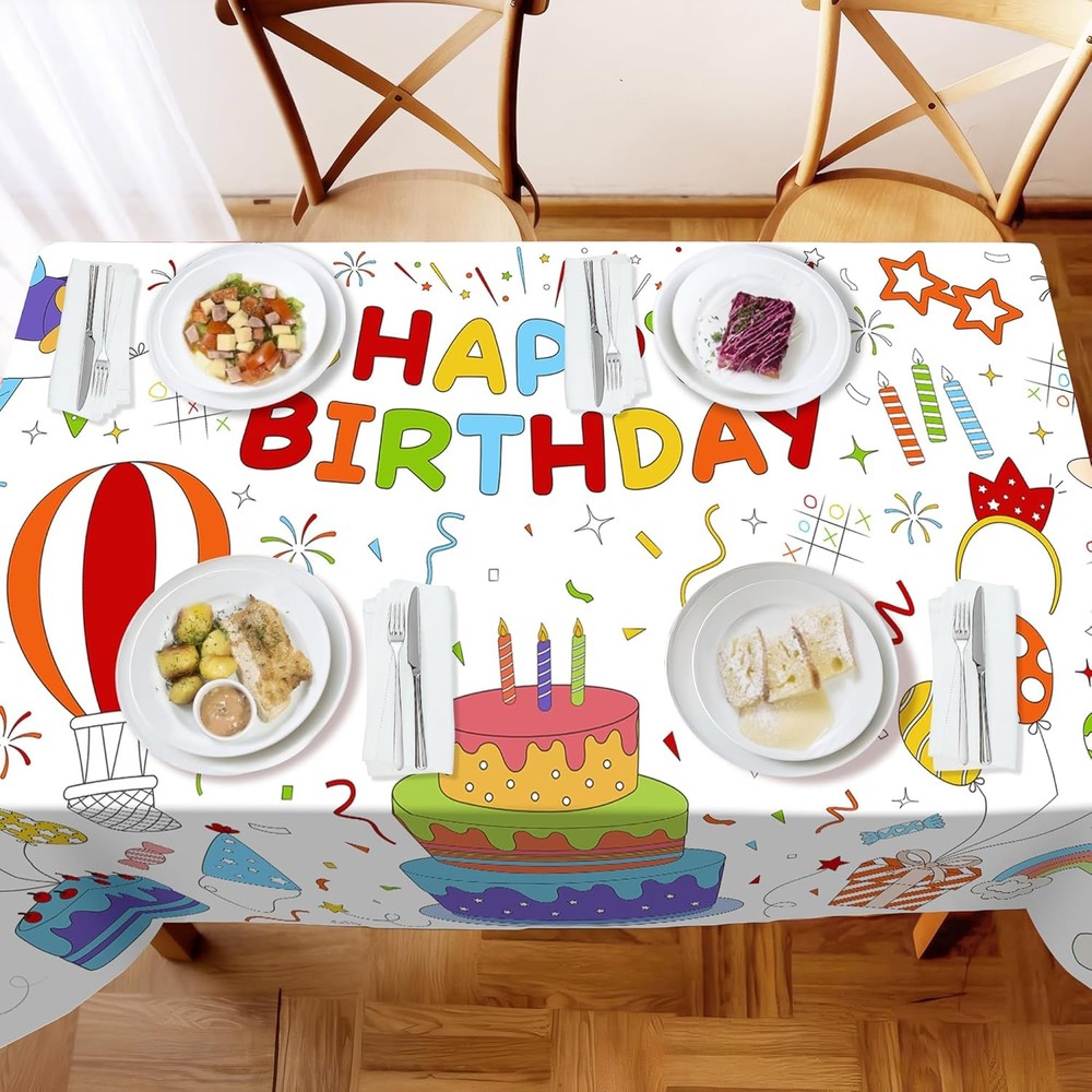 Childom 1 Pack Birthday 72" x 30" (Rectangular), Happy Coloring