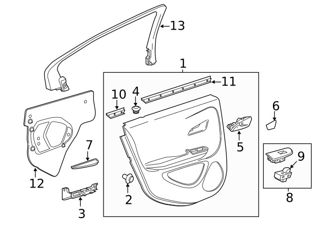 Medium Urban Passenger Side Rear Door Armrest Pull Cup Bolt Cap (22914345)