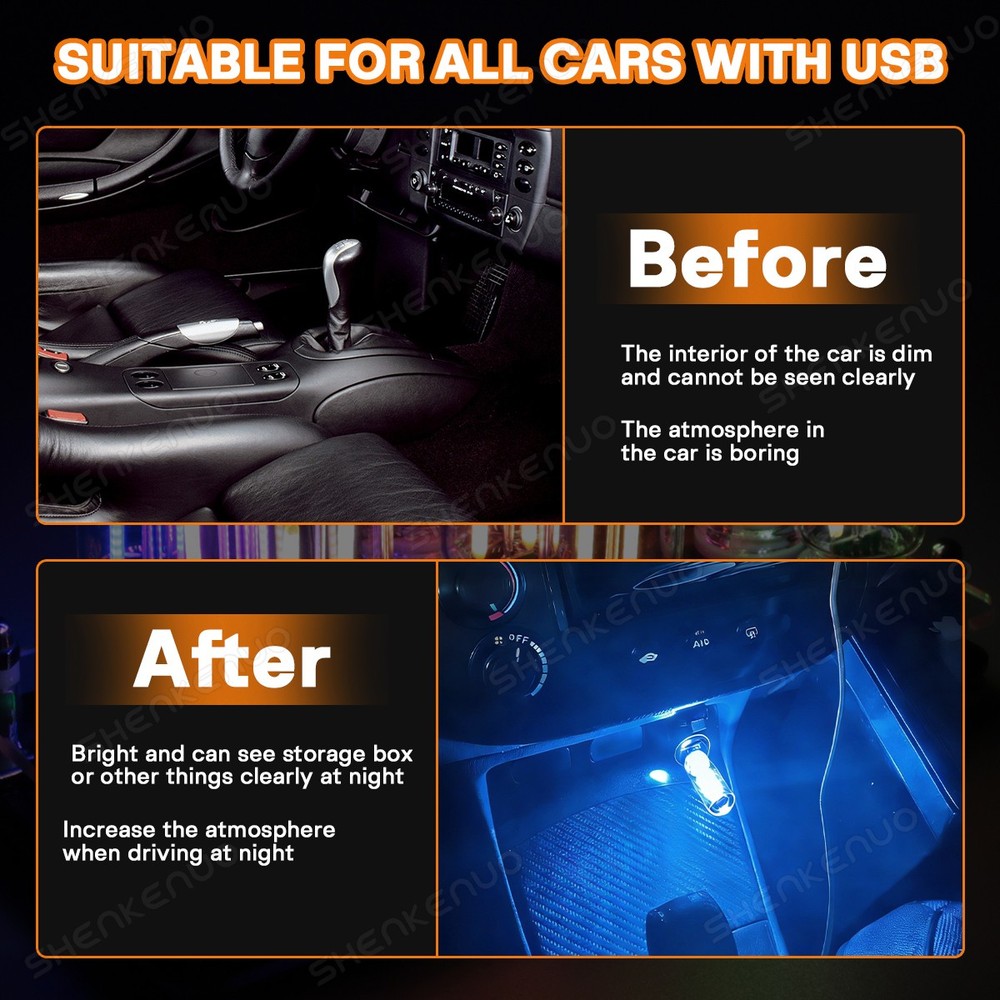 USB Car Night Light, Touch-Switch Dimmable Portable Night Light Plug and Play