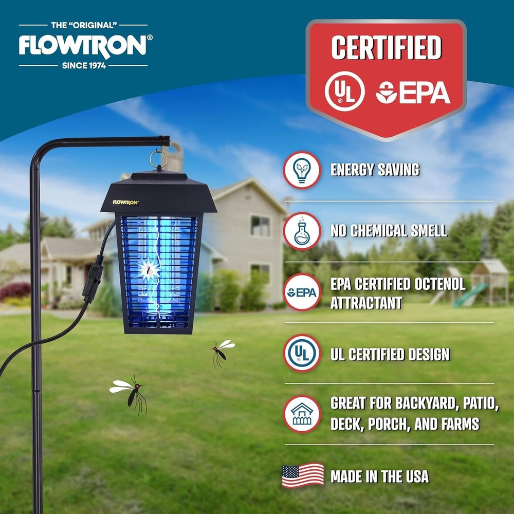 Flowtron 1 Acre Bug Zapper - 40W Bulb & 5600V Instant Killing Grid
