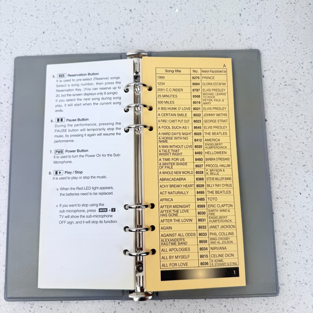 Magic Sing User Manuel & Song List Book Karaoke ET Enter Tech READ