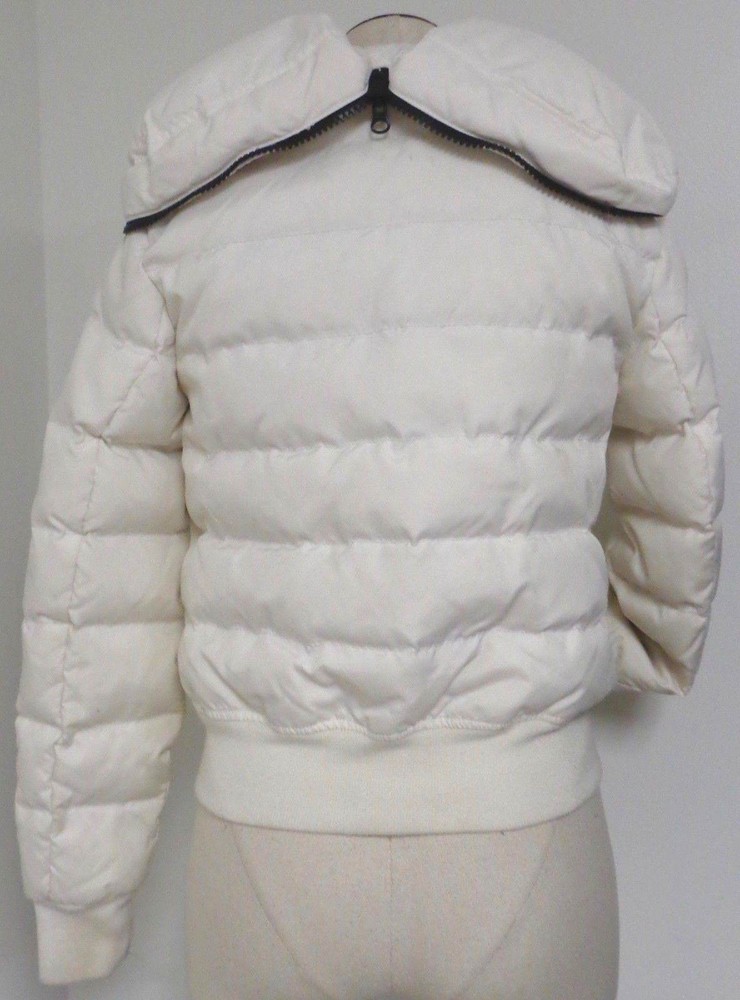 PAJAR WHITE DOWN COAT JACKET DOUBLE ZIP FRONT W BUTTONS & ADJUSTABLE COLLAR HOOD