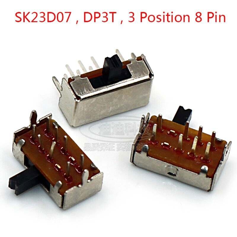 Slide Switch DP3T 2P3T ON-ON-ON 3 Position 8 Pin PCB Panel Microswitch Switch
