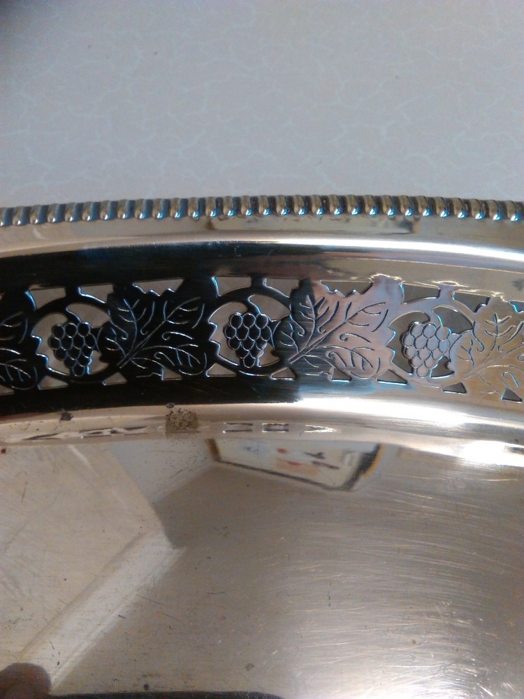 Vintage Silver Plated Rectangular Serving Dish with Pierced Sides (1036)