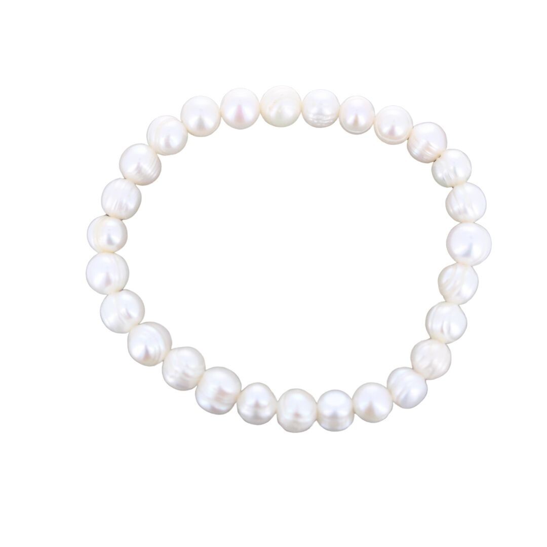 Small Pearl Stretch Bracelet, Genuine Cultured Freshwater Pearls, Bracelet, 7.5"