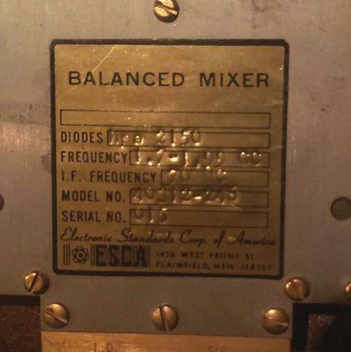 ESCA Balanced Mixer Model 40312-246 – HPA 2150 Diodes – 1.7–1.99 GHz – IF 70 MHz