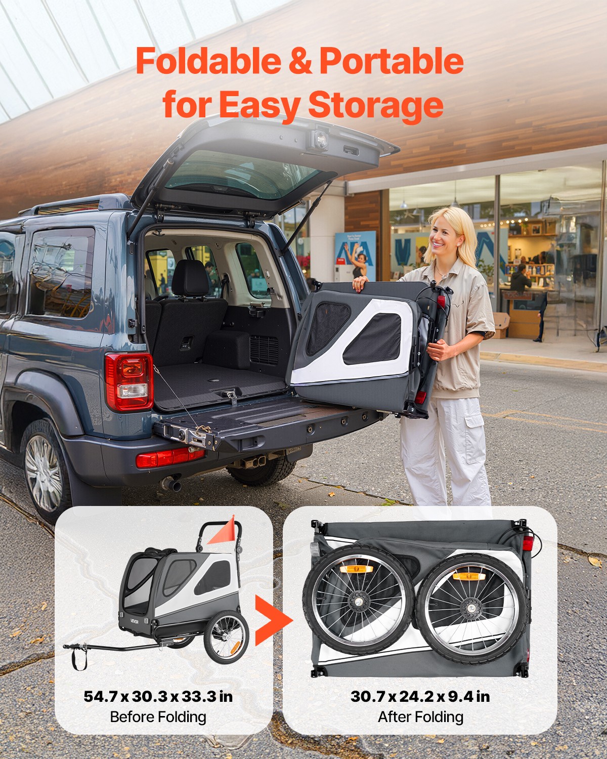 VEVOR Dog Bike Trailer Pet Bicycle Trailer & Stroller 100 lbs Water Resistant