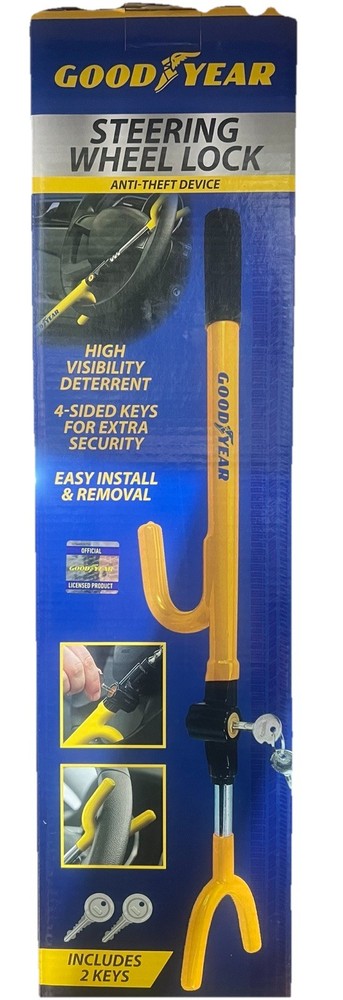 Goodyear Steering Wheel Lock Anti Theft Device Includes Two Keys