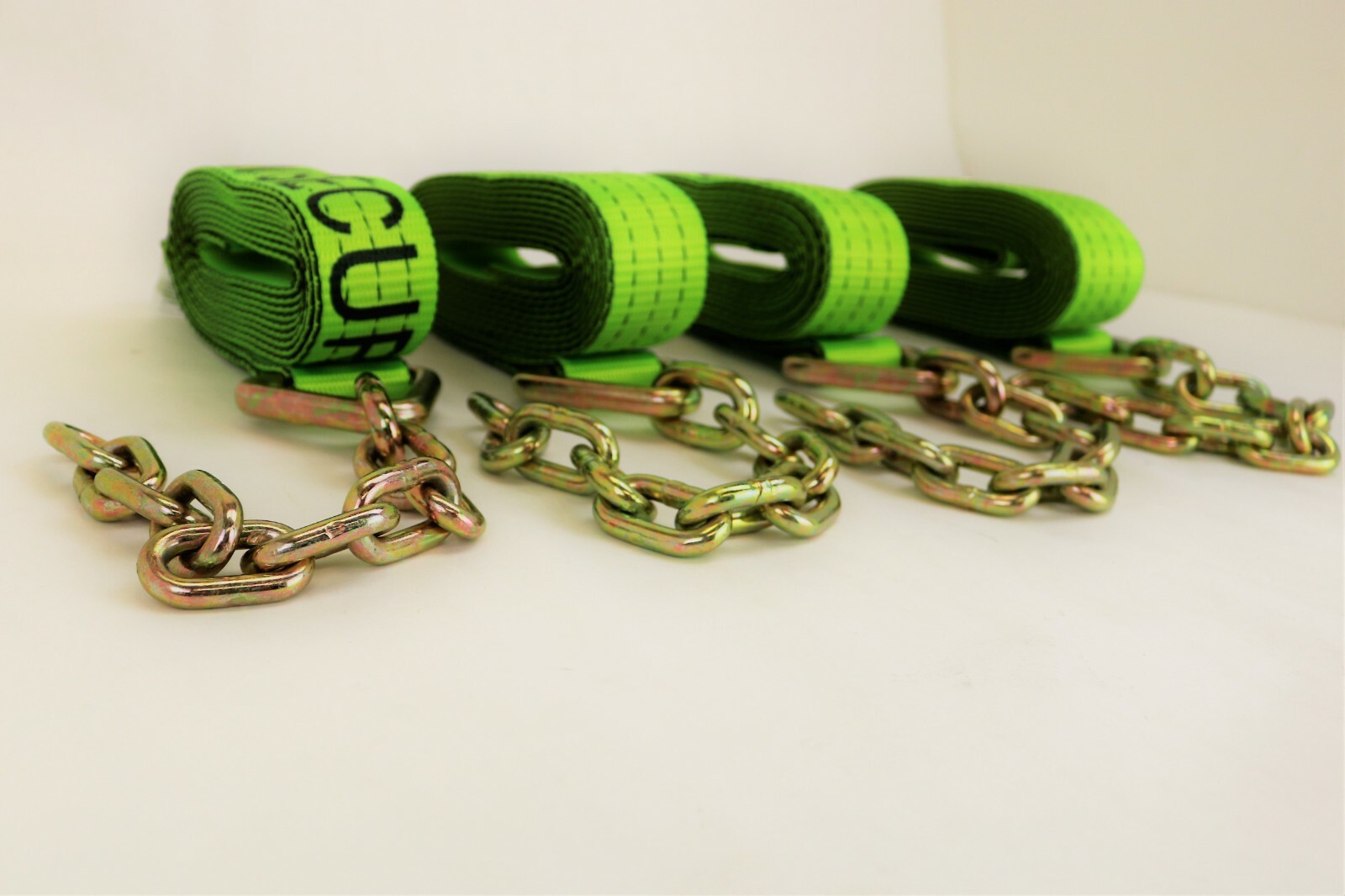 4 Pack of 2" x 14' Hi-VIZ TECNIC Webbing Straps with 5/16" x 12" G70 Chain Tails