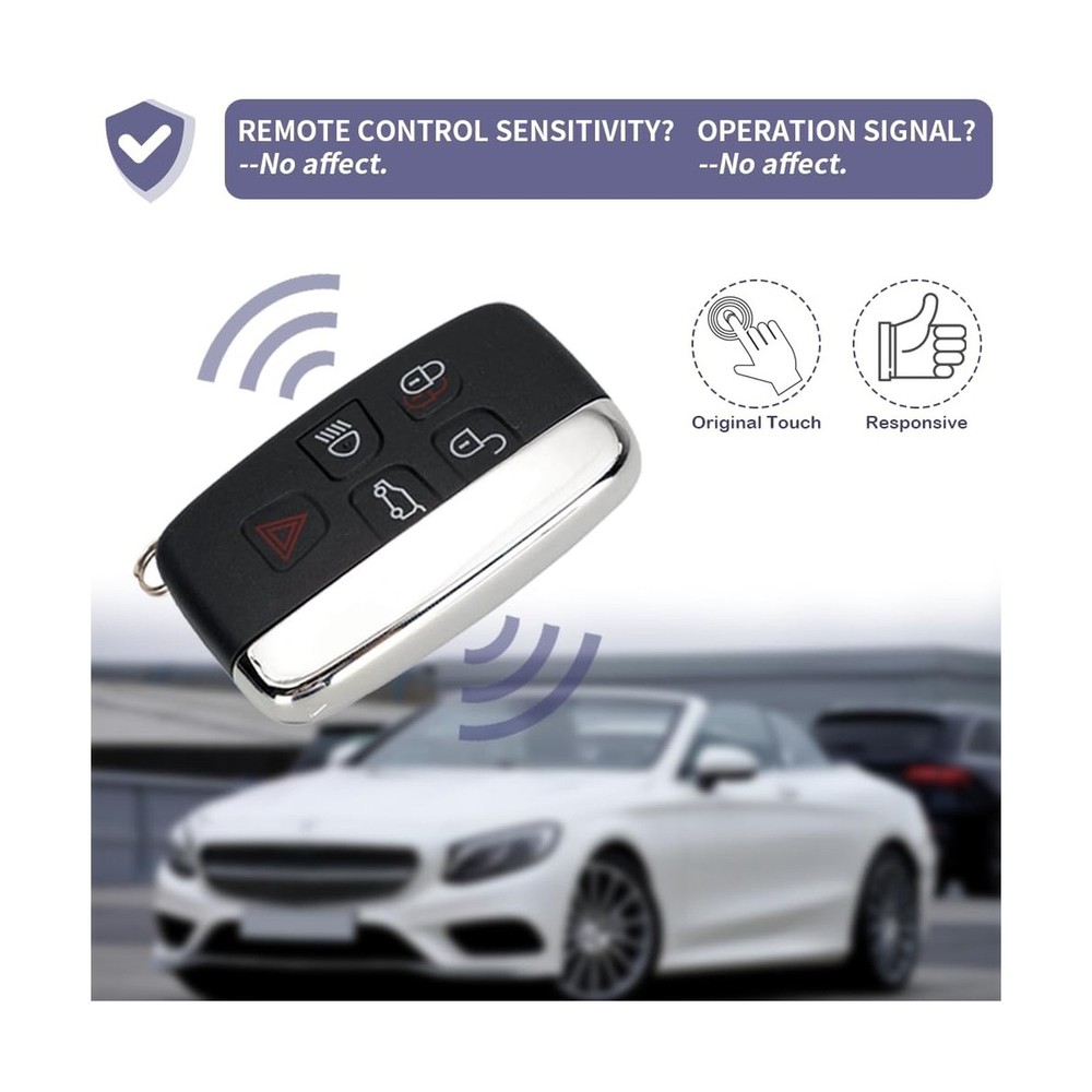 Key Fob Case Replace Shell for Range Rover Jaguar Models 2012-2019, 5 Button