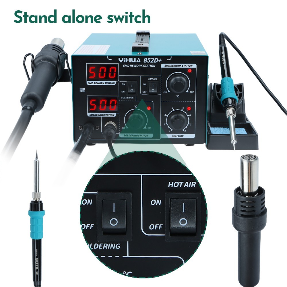 YIHUA 852D+ Air Pump Hot Air Rework Station Digital Soldering Station Kit