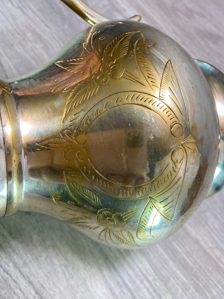 large Pitcher jug silver plate on brass