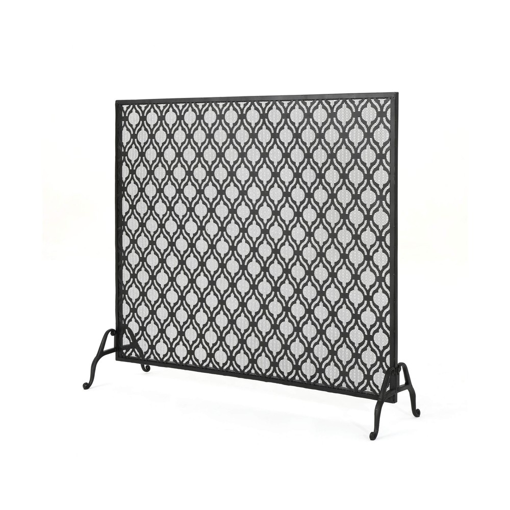Christopher Knight Home Elmer Single Panel Iron Fireplace Screen, Black