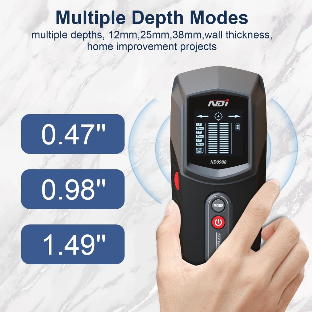 NDI ND0988 Stud Detector Precise Wall Scanner for Wood Detection with Multiple