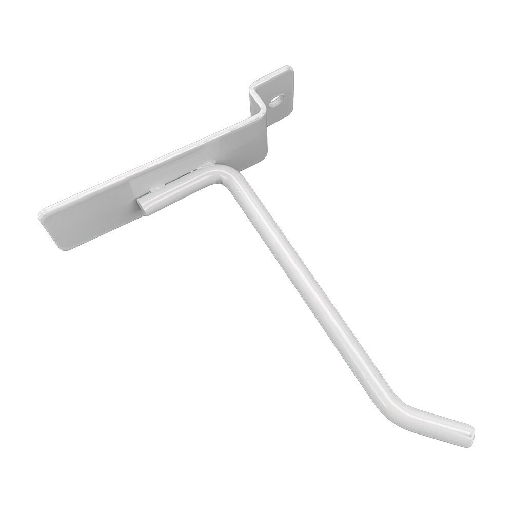 4" Slatwall Hook Panel Display Hooks, 1/4" Thickness Metal,Gloss White - PACK 24