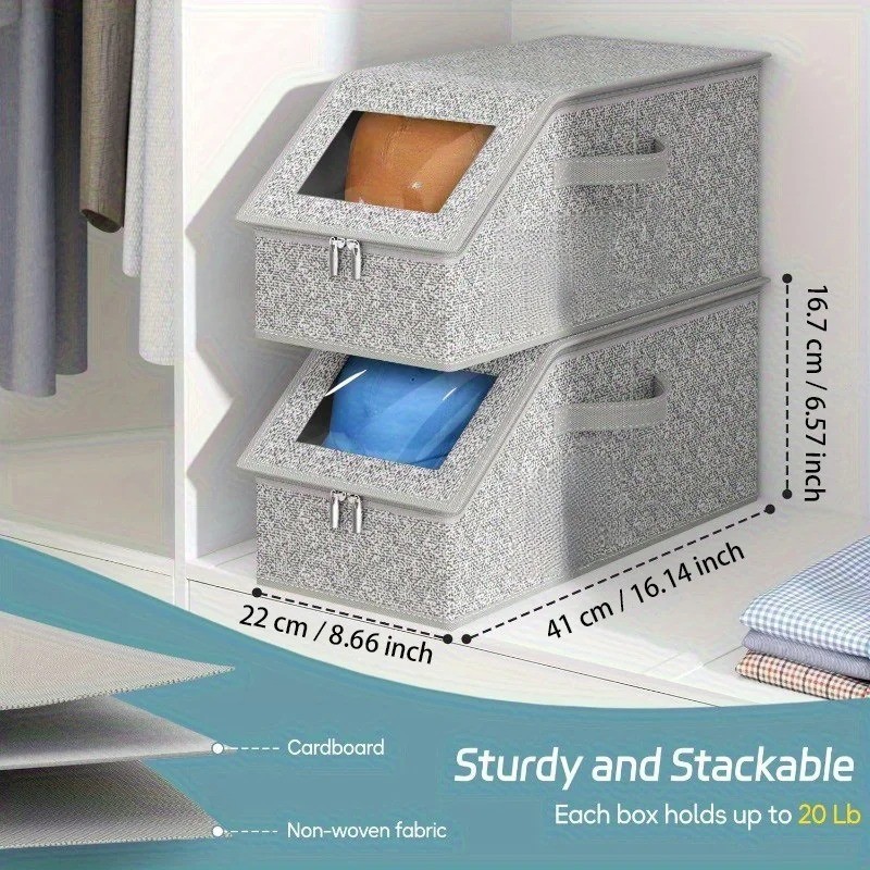 1/2x Stackable Hat Storage Organizer for Baseball Caps 24 Caps Hat Box with Lid