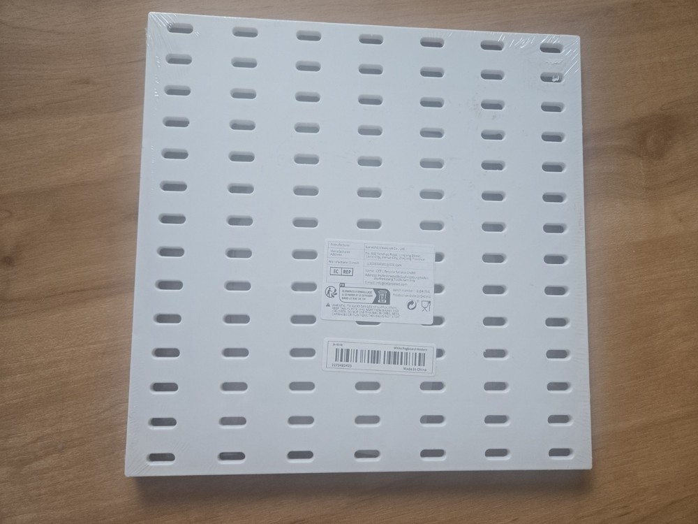 6 PCS. White Pegboard. New In Plastic. Never Used.