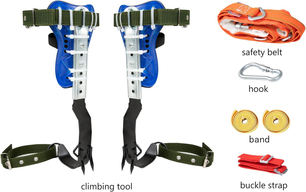 (Upgraded 2 Pack Tree Climbing Gears, Adjustable Tree Climbing Spikes with Harne