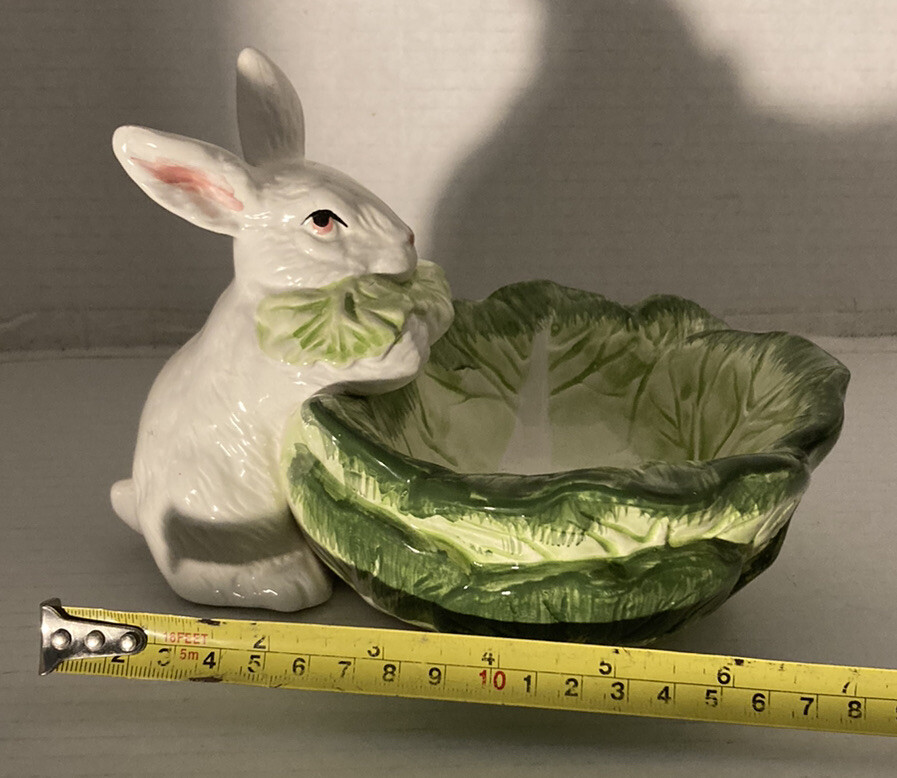 Department 56 Beautiful White Rabbit Candy Dish Easter Decor