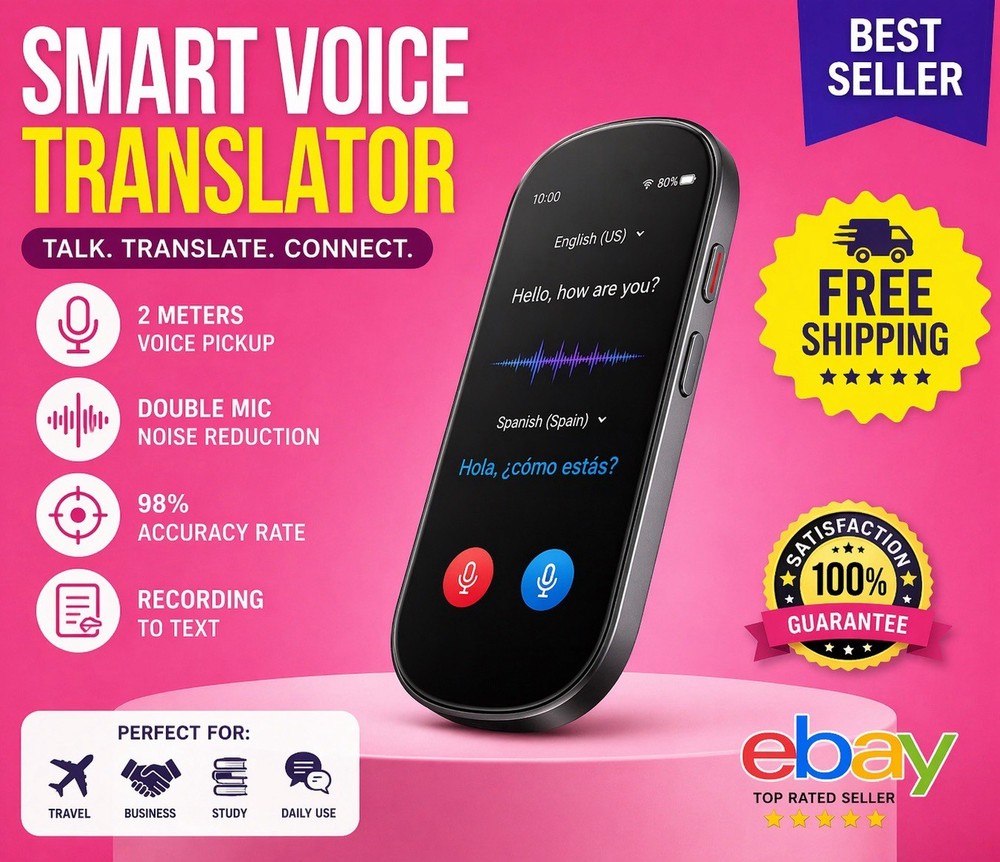 👉 Voice Translator Device 138 Languages Real-Time 2-Way Touch Screen