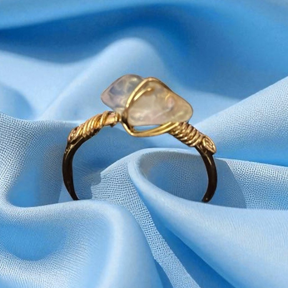 Fine gold dipped Handcut natural stone ring