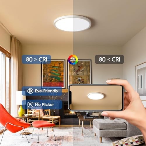 6 Pack 12 Inch Slim Dimmable LED Flush Mount Ceiling Light 12inch 6Pack White
