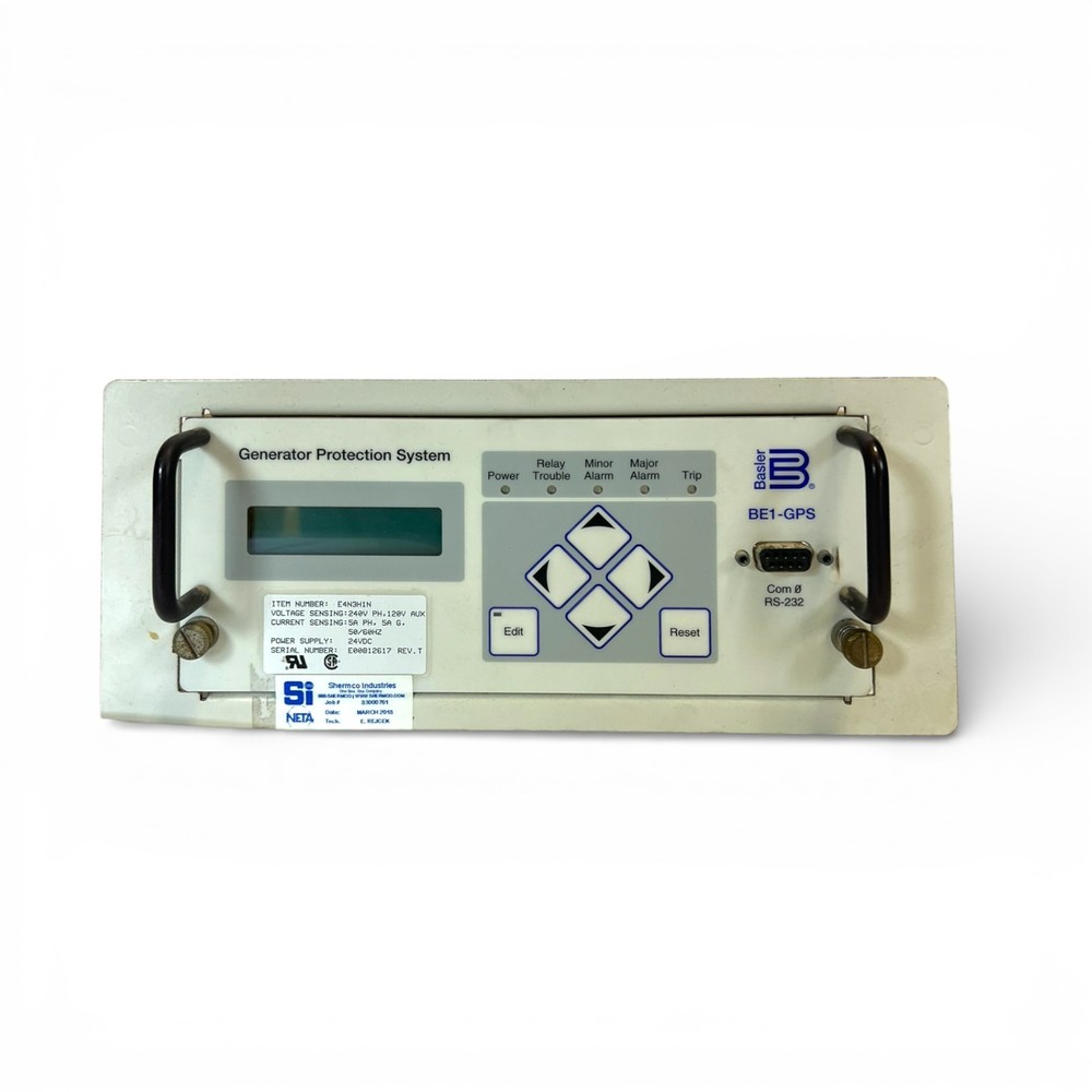 Basler BE1-GPS Generator Protection System Relay E4N3H1N 24VDC Device USED