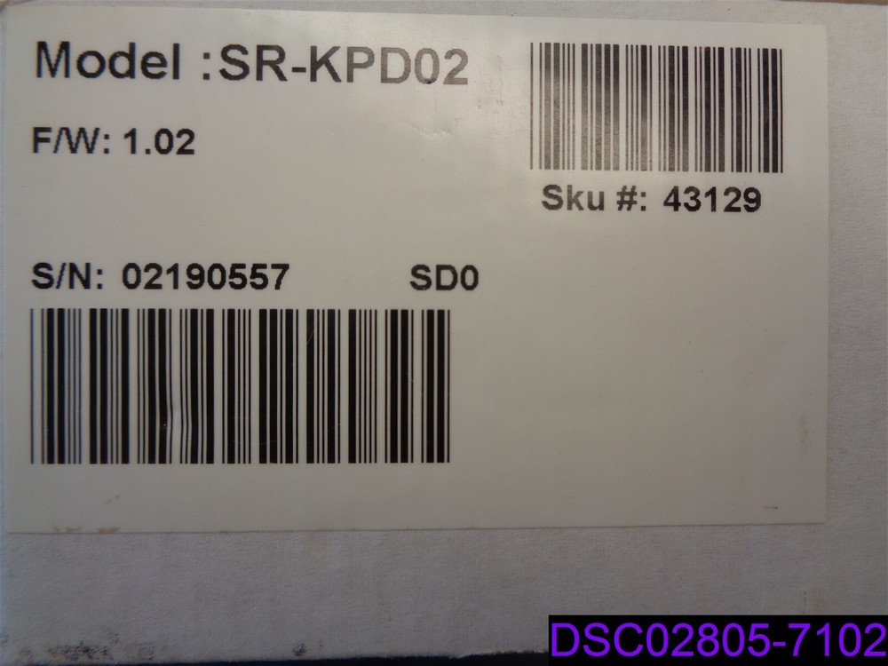 Security Keypad SR-KPD02 12VDC 0.5A