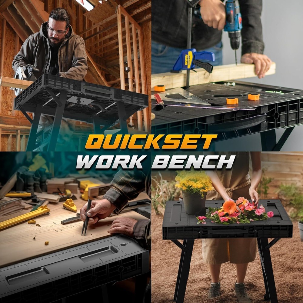 Portable Workbench Foldable Work Benches 1650LBS Capacity for GarageWorkshop