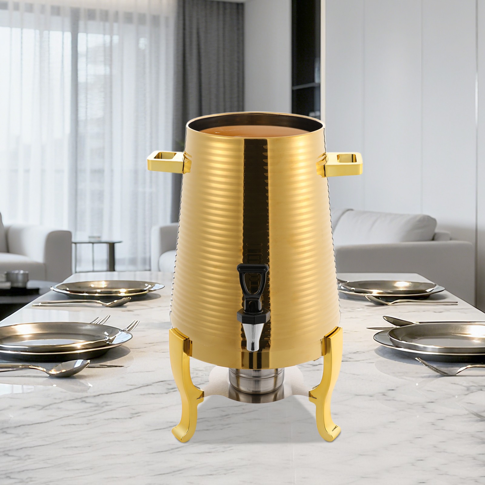 13L Beverage Dispenser Hot Drink Dispensing Container with Stand Stainless Steel