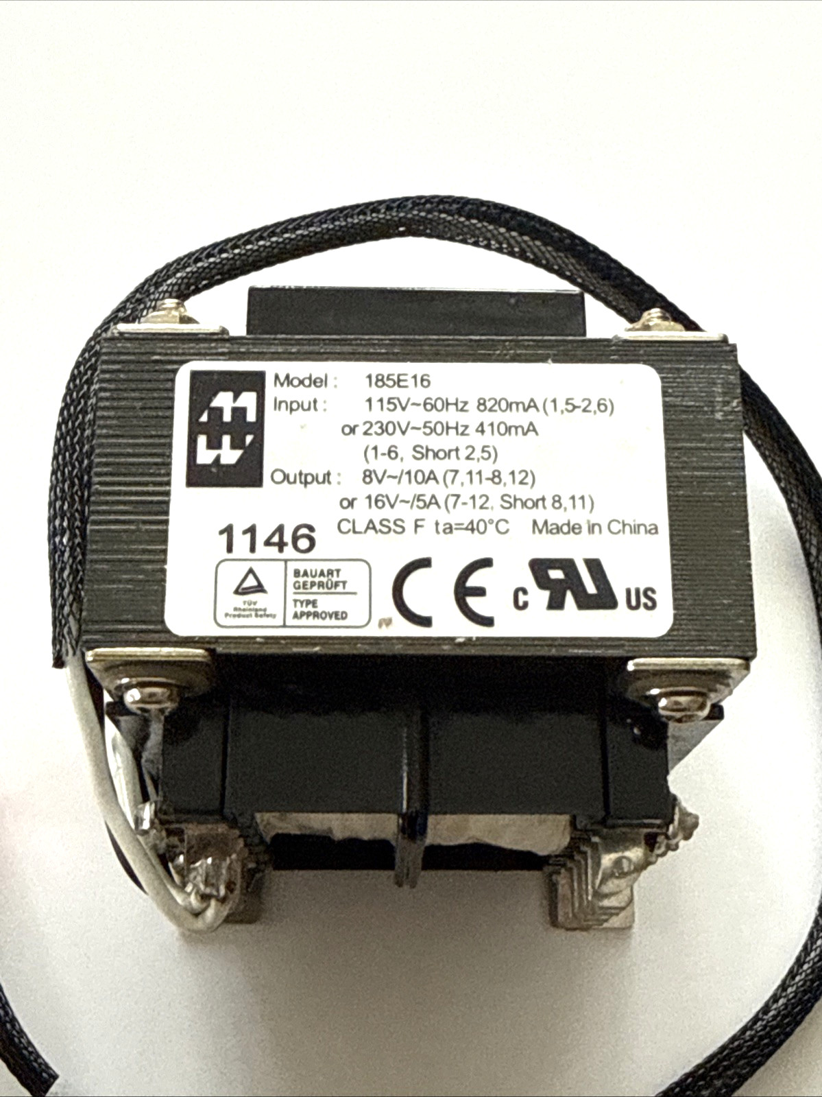 Power Transformer in~115 or 230 VAC /50-60 Hz , out : ~ 8 VAC / 10 A or 16VAC/5A