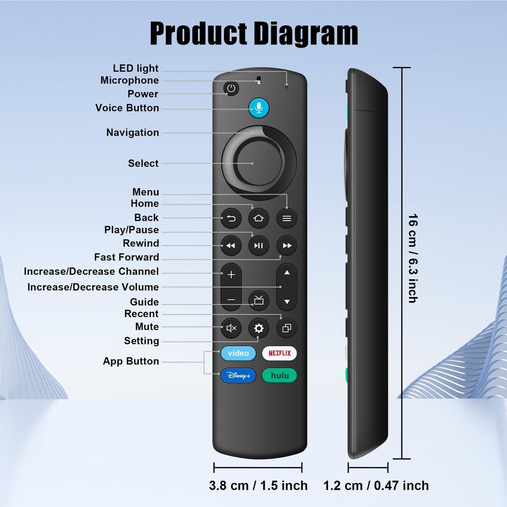 Replacement Voice Remote Control Compatible with Fire Smart TV white button