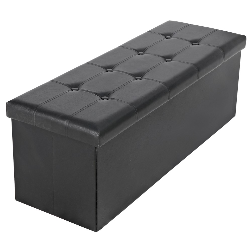 43" Folding Storage Ottoman Bench Storage Stools Footrest for Home Organizer