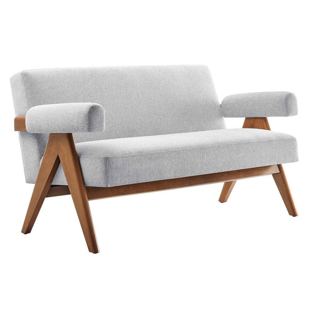 Modway Lyra Fabric Loveseat in Light Gray Fabric
