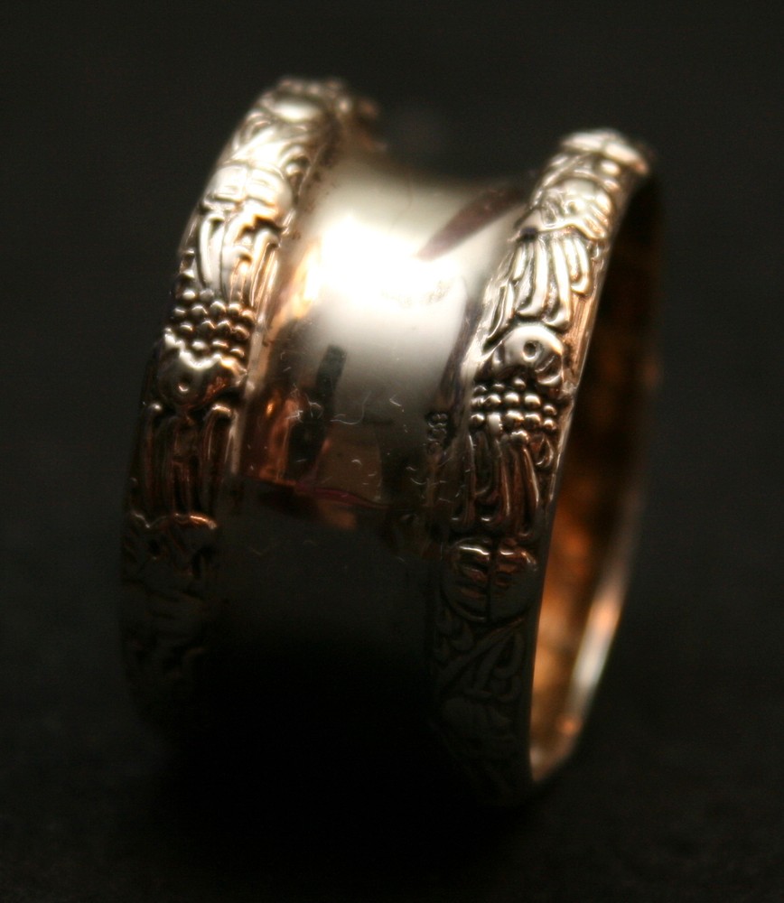 .800 Silver NAPKIN RING, Repousse Rims, Rococo Victorian, 19th C