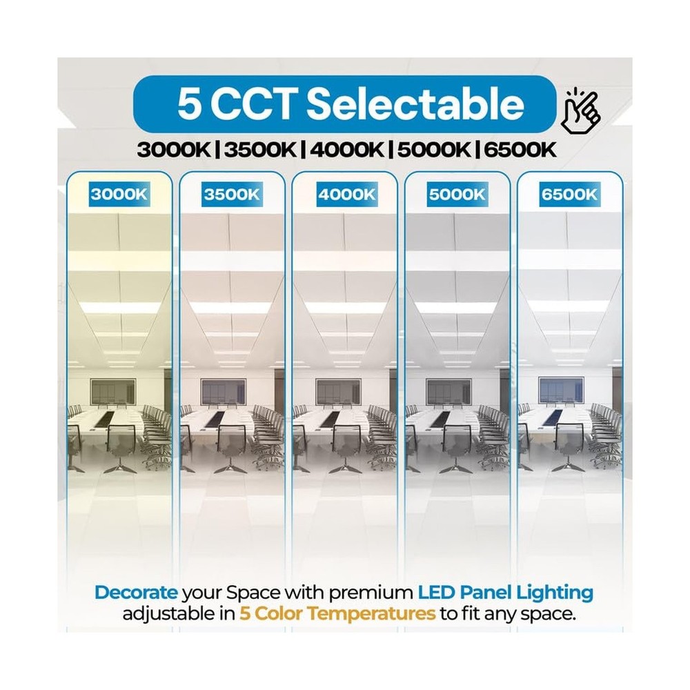 4 Pack 2x2 LED Flat Panel Light for Drop Ceiling, 5200lm Selectable 20W/25W/3...