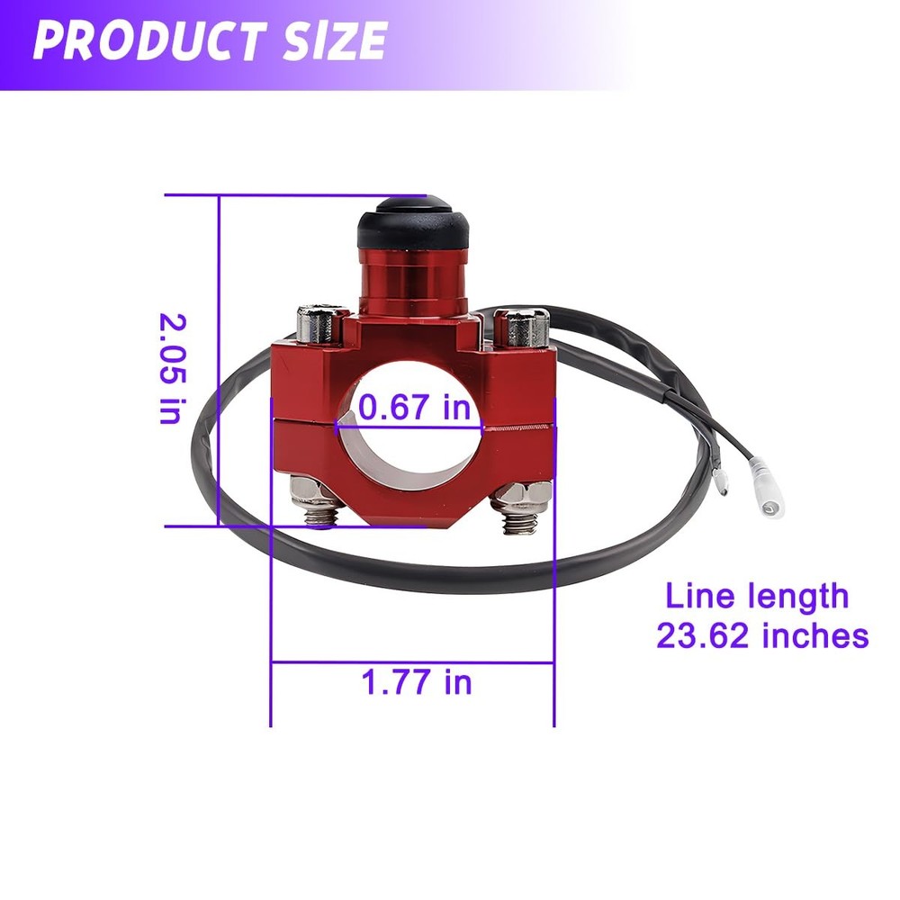 Bittwee CNC Universal Motorcycle Engine Stop Start Kill Switch Button, Red