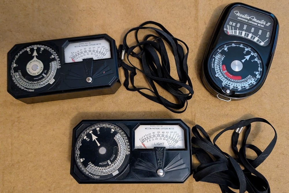 Weston Universal Exposure Meter Model 650 (2), Master II Model 735, Cases/Papers