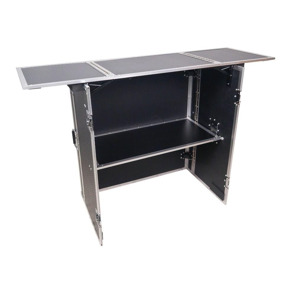 ProX XS-DJSTN Transformer Flight Case Folding DJ Table & Workstation with wheels