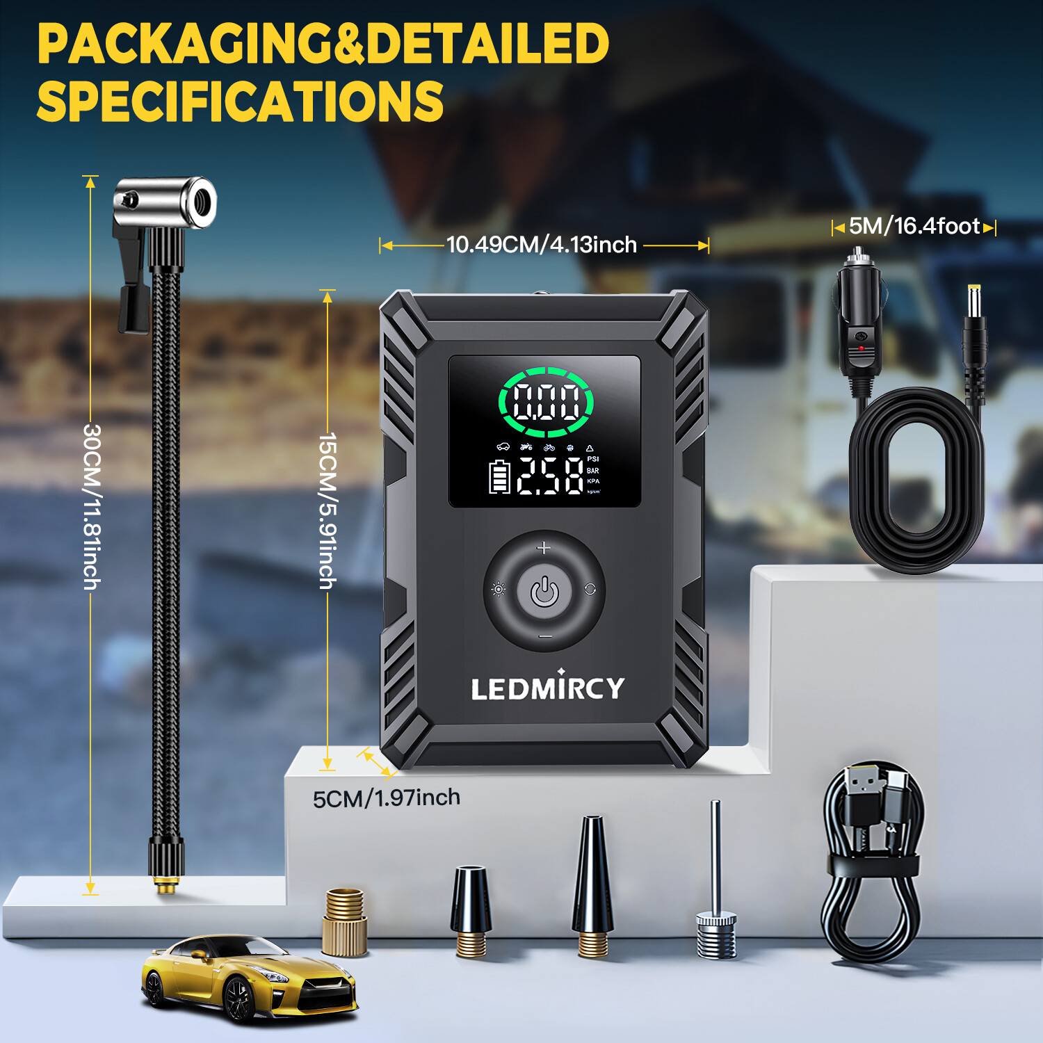 🔥150PSI Air Compressor Tire Inflator Fits Car Moto Bike Ball Air Pump Cordless