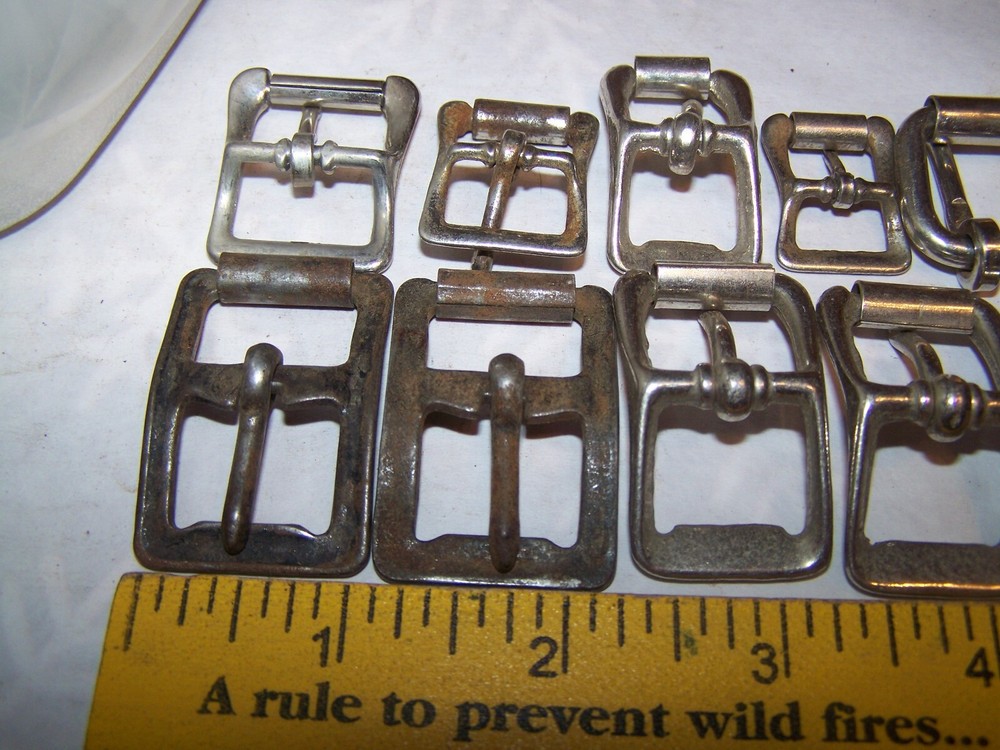 NOS Vintage Rectangular Single Double Prong Roller Buckle for Leather Strap