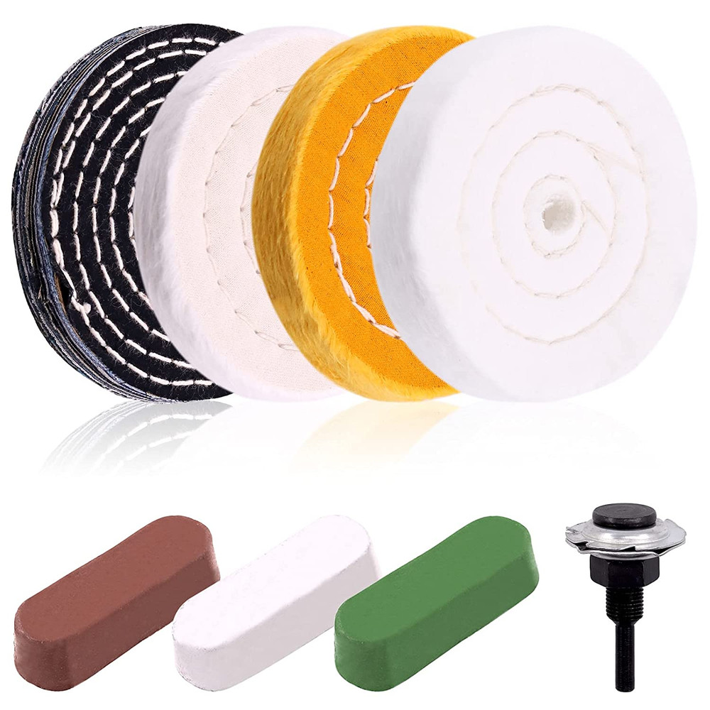 8Pcs 4Inch Buffing Polishing Wheel Kit Include Polishing Compounds Buffer Wheels