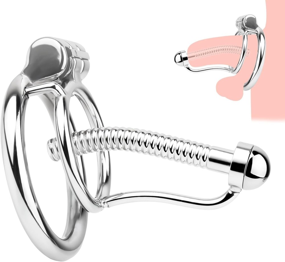 Lockable Hollow Chastity Device Stainless Steel Penis Cage With 4 Different Ring