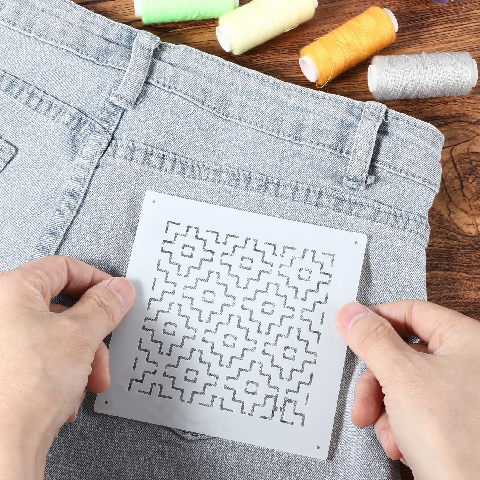 18 Pcs Plastic Sashiko Stencil, 4.7 x 4.7 Inch Geometric Embroidery Sashiko P