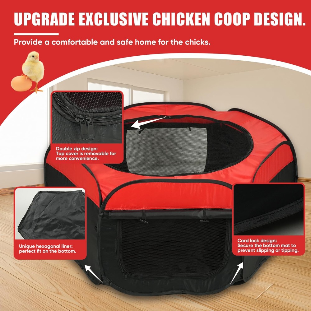 Chick Brooder Box Pop-Up Starter Kit w/ Double Doors Fits Up to 15 Chicks