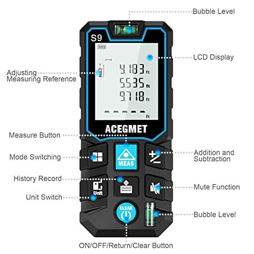 Laser Measurement Tool (229Ft Ft/in/M) Backlit LCD with Mute Function Laser
